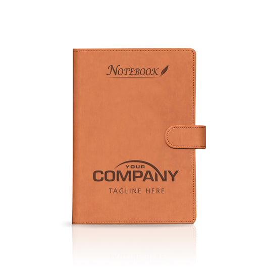 A5  Deluxe 'Soft Feel Stitched Edge' Wire Loose Leaf Custom Corporate Notebook Featuring Clasp & Pen Holder