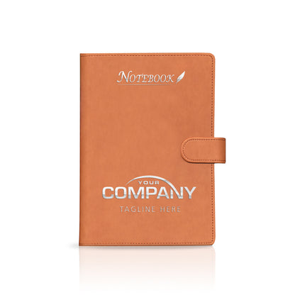 A5  Deluxe 'Soft Feel Stitched Edge' Wire Loose Leaf Custom Corporate Notebook Featuring Clasp & Pen Holder